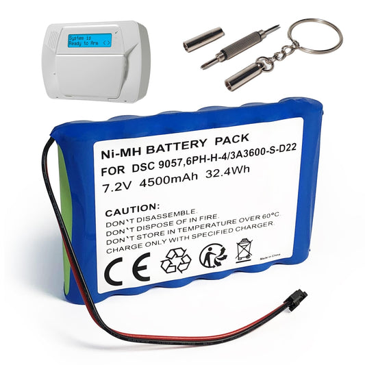 Qoutmcuy Replacement Battery with Tool for ADT DSC IMPASSA Security System - Compatible with 9057, SCW9055, SCW9057, BH7236-SS, 17000145, 17000152