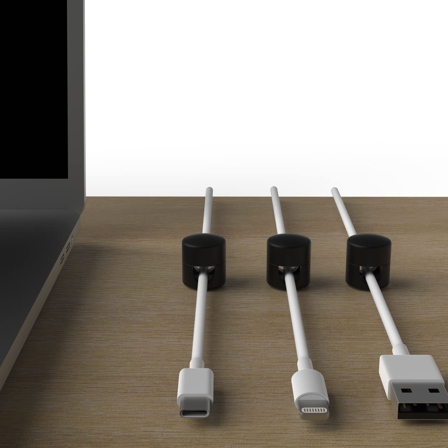 ICONIT Cable Anchors for Desk Organization Black | Premium Aluminum Cord Organizers | Charger + Cable Management Clips for Home & Office | Stylish