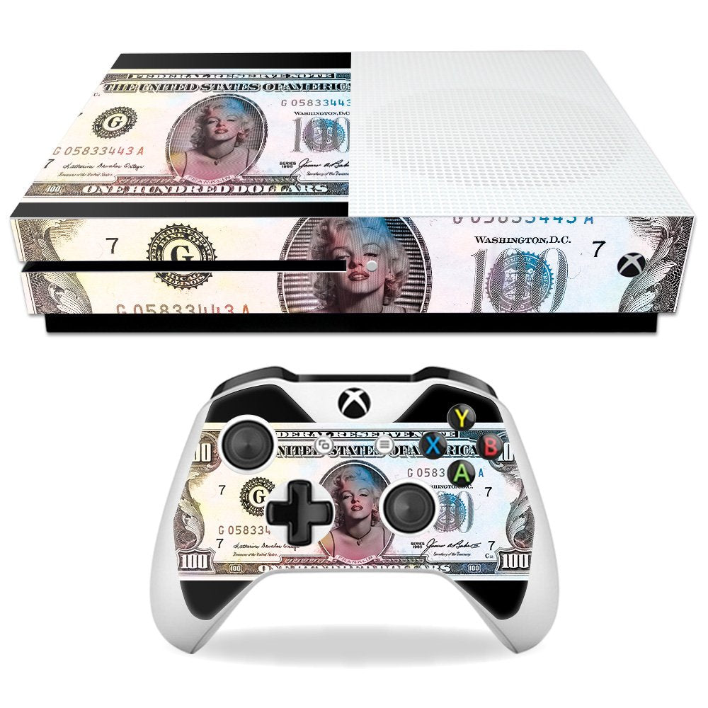 MightySkins Skin Compatible with Microsoft Xbox One S - Monroe Currency | Protective, Durable, and Unique Vinyl Decal wrap Cover | Easy to Apply
