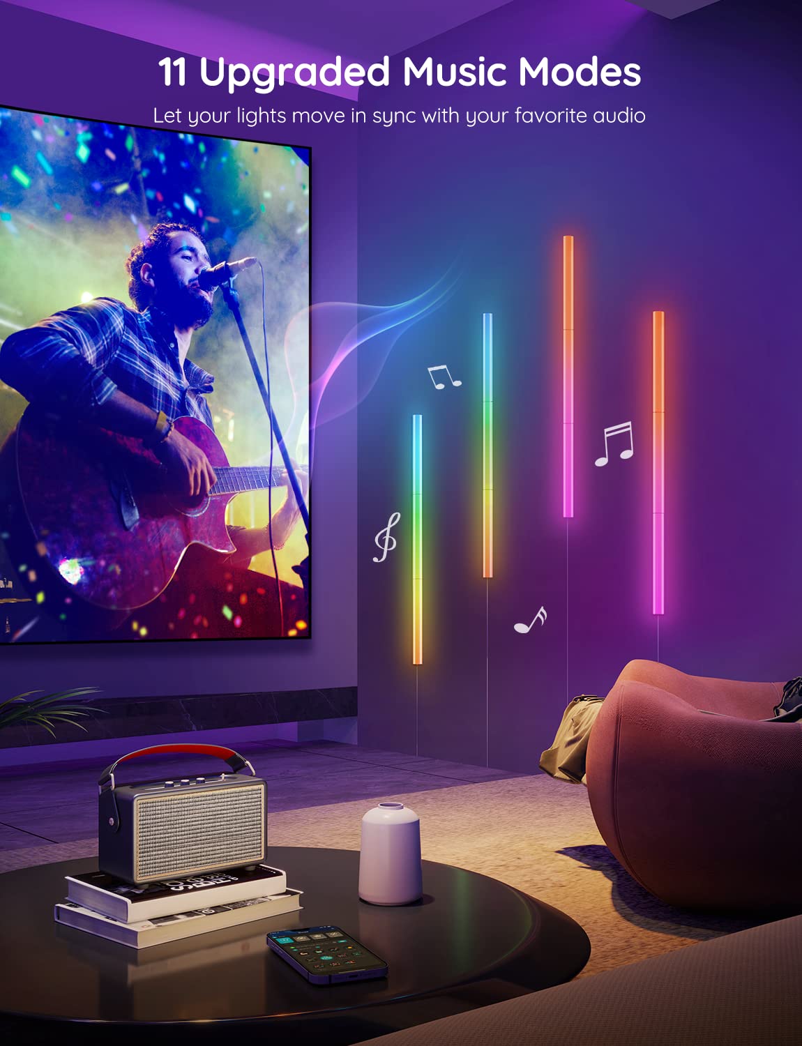 Govee Glide Wall Lights, RGBIC LED Light, Smart Gaming Light Compatible with SmartThings, RGB Lights Bar, LED Wall Lights for Bedroom, 2 Panels Set (3