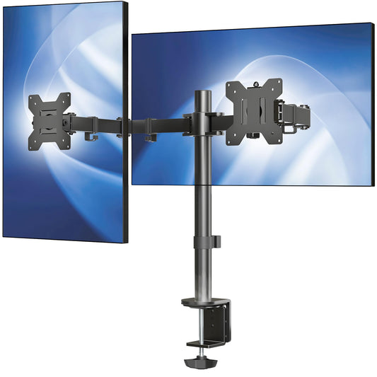 VIVO Dual Monitor Desk Mount, Holds 2 Computer Screens up to 30 inches and 22lbs Each, Heavy Duty Fully Adjustable Steel Stand with C-Clamp