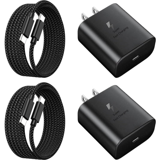 45W Super Fast Charger USB C 3.0 with Type C Charging Nylon Braided Cable Compatible with Samsung Charger Fast Charging Cord for Galaxy S25