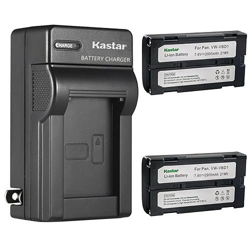 Kastar 2-Pack Battery and AC Wall Charger Replacement for Hitachii VM-E Series VM-E568E, VM-E568LE, VM-E573LA, VM-E575LE, VM-E635LA, VM-E645LA