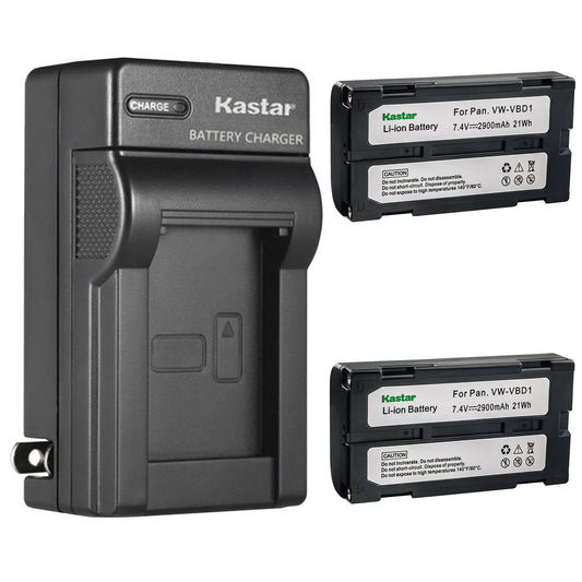 Kastar 2-Pack Battery and AC Wall Charger Replacement for Hitachii VM-E Series VM-E568E, VM-E568LE, VM-E573LA, VM-E575LE, VM-E635LA, VM-E645LA