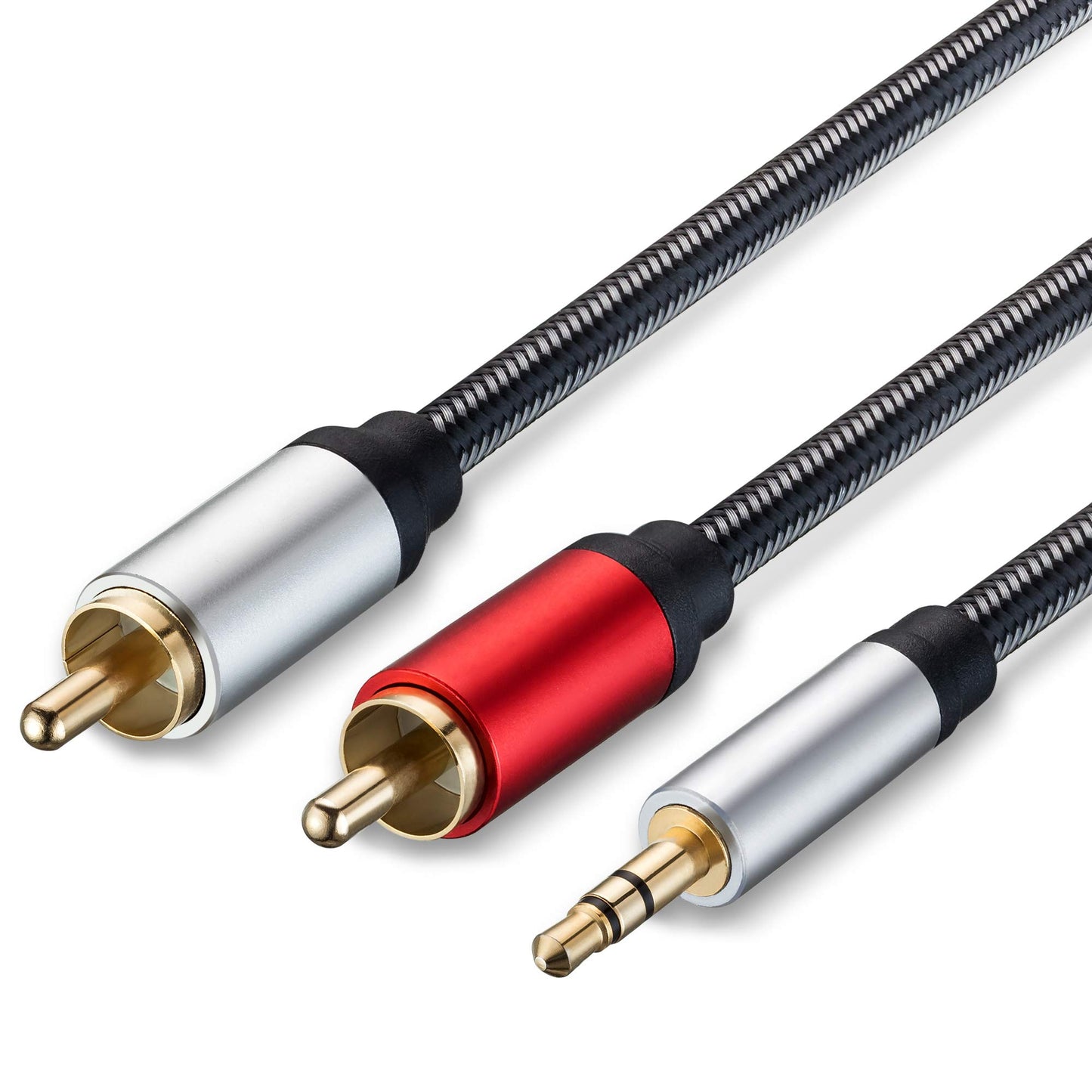 RCA Cable 40Ft, 3.5mm Male to 2RCA Male Stereo Audio Adapter Cable Nylon Braided AUX RCA Y Cord for Smartphones, MP3, Tablets, Speakers, HDTV