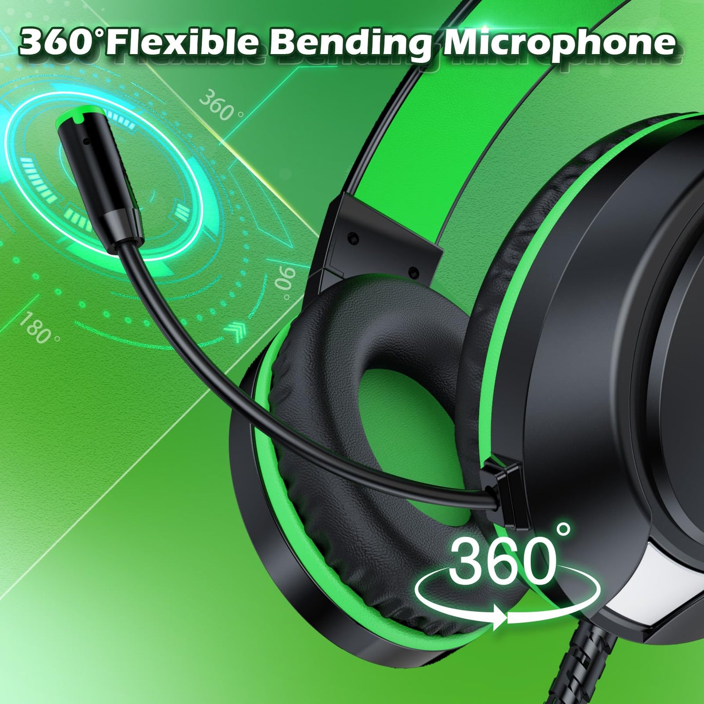 H-10 Gaming Headset for PS4, Xbox One, PC, PS5, Nintendo Switch, Stereo Wired Noise Cancelling Over Ear Headphones with Mic for Kids Adults, Bass