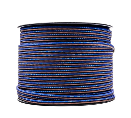 American Bass 16 Gauge Mega Flex Speaker Wire 500ft Blue and Black Twist