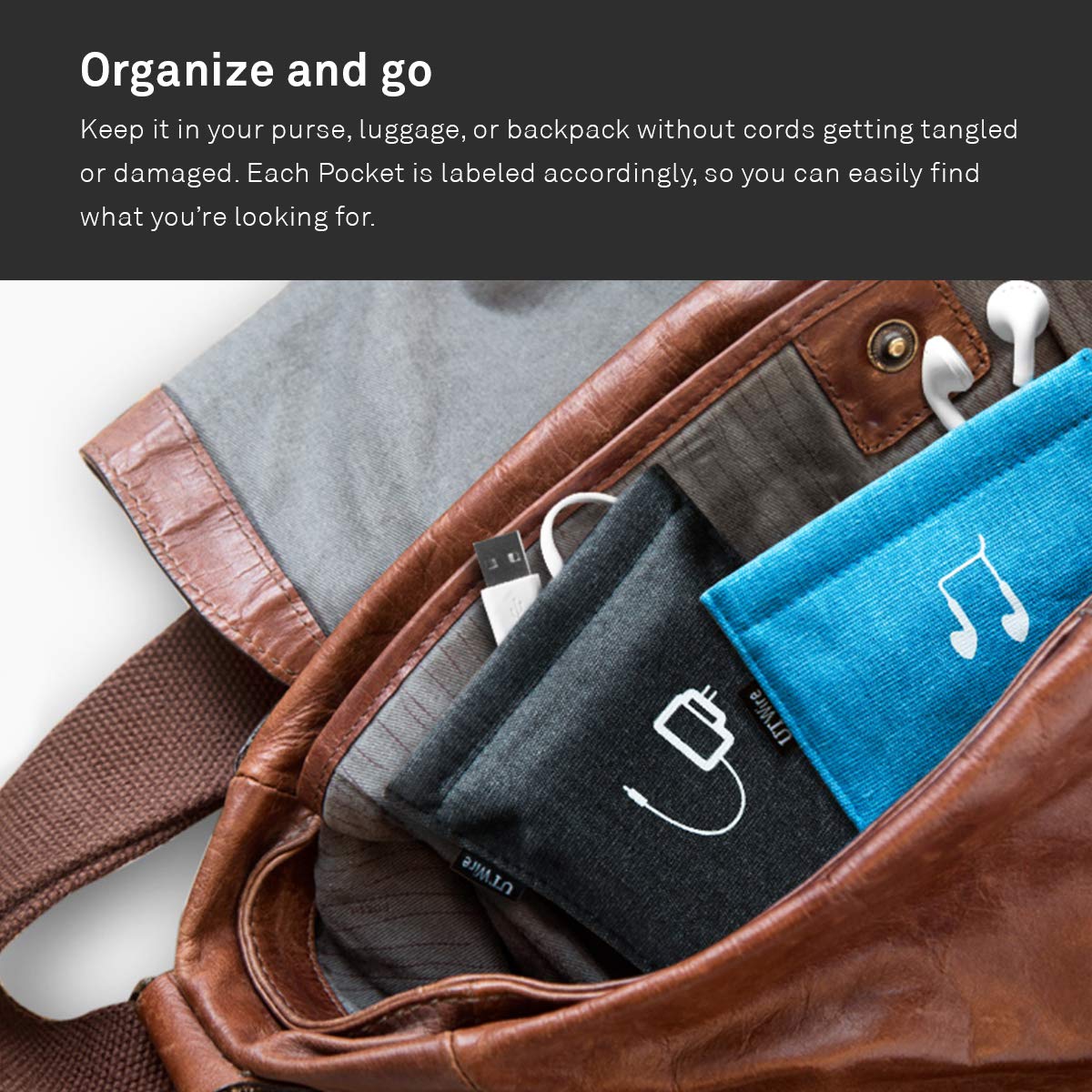 UT Wire Pocket Snap & Store Mobile Charger Case Pouch, Slate Blue