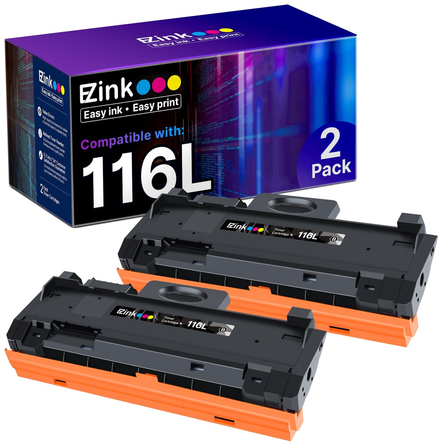 E-Z Ink Compatible Toner Cartridge Replacement for Samsung 116L MLTD116L D116L MLT D116L to use with SL-M2625D SL-M2825DW SL-M2835DW (2 Black)