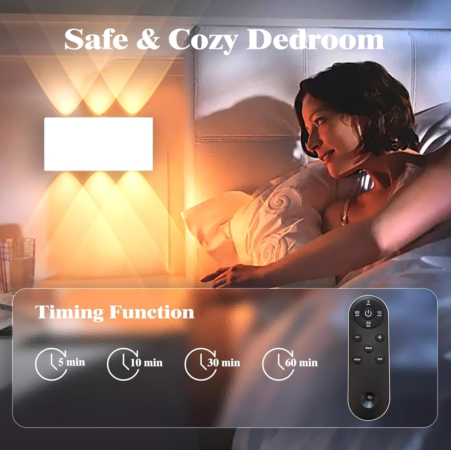 Shelprojsu LED Cordless Wall Sconce Set of 2, 5200mAh Rechargeable Battery Operated Wall Lamp with Remote Control, 3 Colors and Dimmable Magnetic