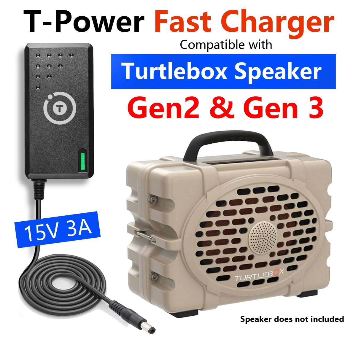 T POWER 15V UL Charger for Turtlebox Gen 2 & Gen 3 Bluetooth Speakers Model: GS-P150300E454A, 2A28W-TURTLEBOXG2, 27733-TURTLEBOXG2 Replacement AC…