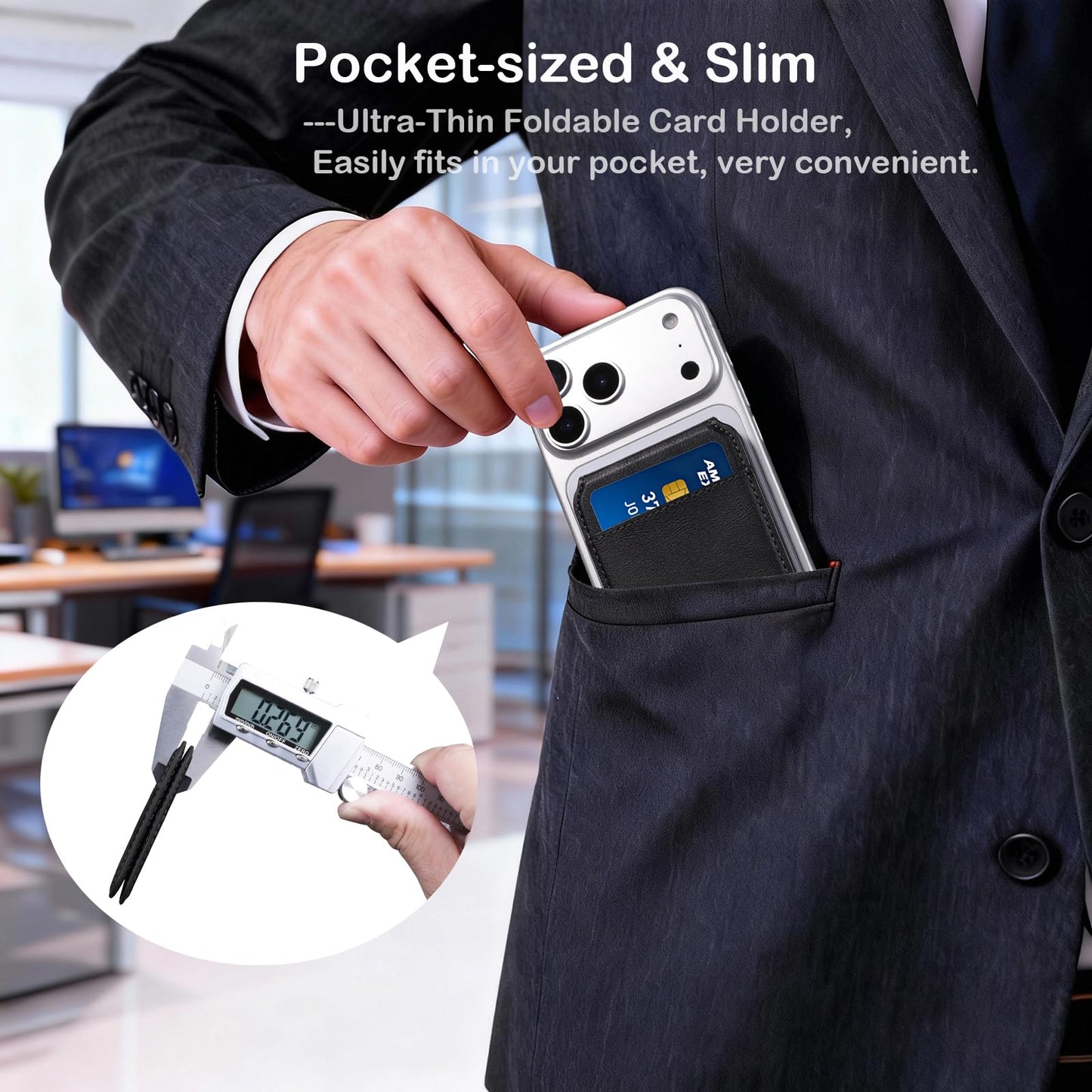 Qoovi Strong Magnetic Wallet,Card Holder with Leather Stand RFID Blocking for iPhone 17/16/15/14/13/12 Series, Compatible with Magsafe Phones