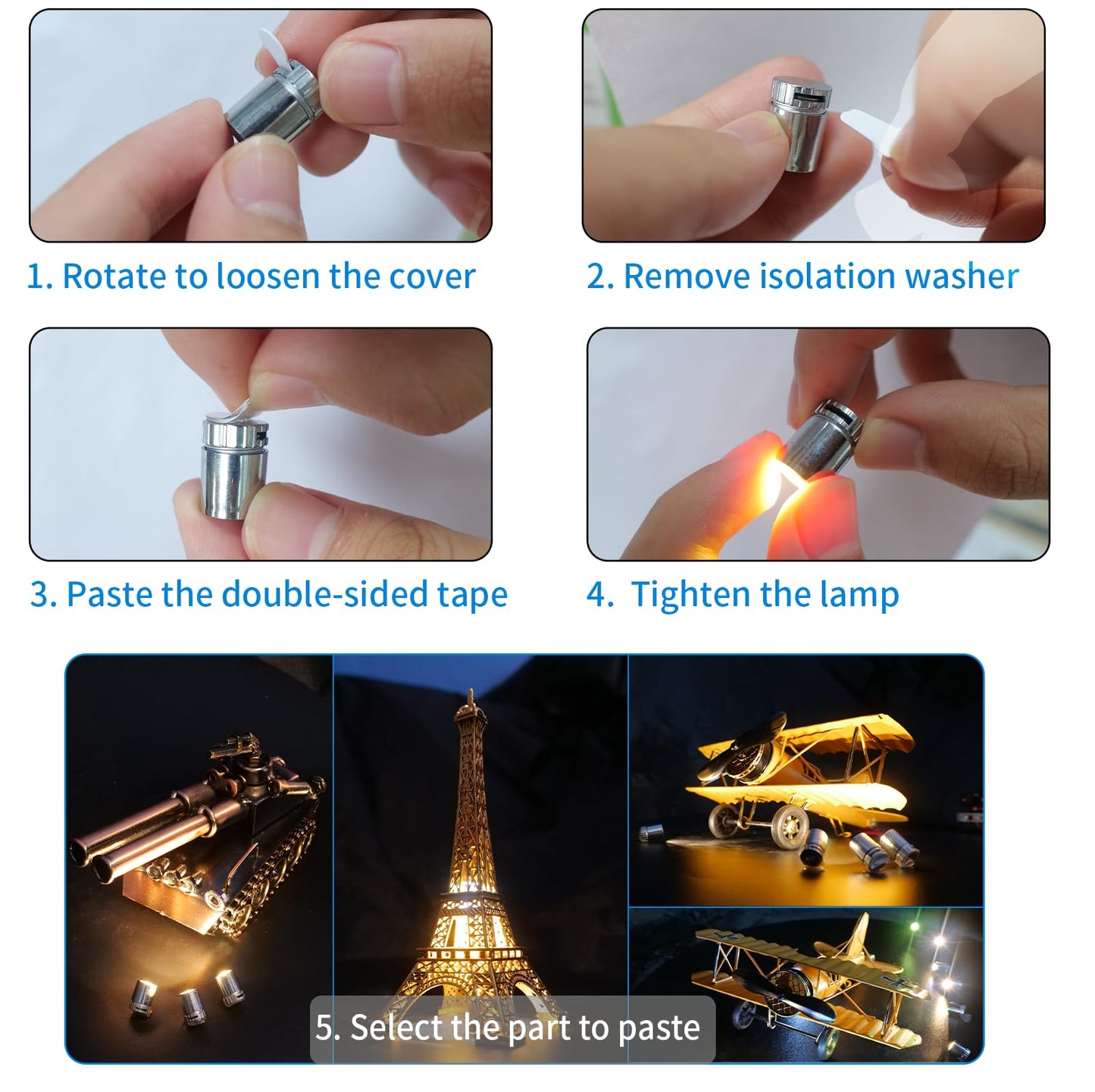 Mini LED Lights, 10 PCS Small Spotlight Battery Operated Tiny SMD Lamp for DIY Craft & Creative Decor. Perfect for Miniatures, Displays, and Custom