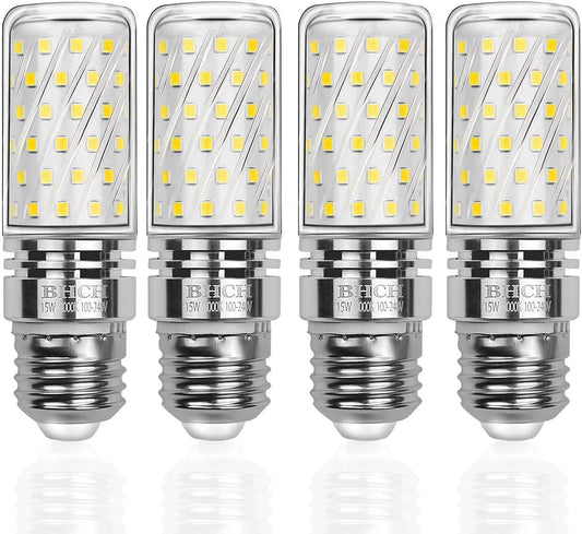 BHCH E26 LED Corn Bulbs 15W, 3000K Warm White, 1500LM, Edison Screw Bulbs, 120W Incandescent Equivalent, Pack of 4