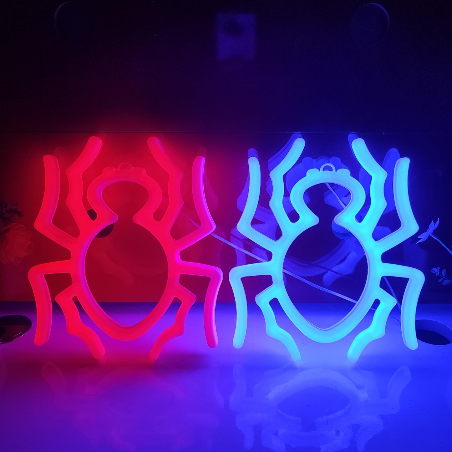 JYWJ Spider Double Sided Neon Signs,USB or 3-AA Battery Powered Neon Light,LED Desktop Wall Decoration,Various Parties,Decoration Of Business Premises