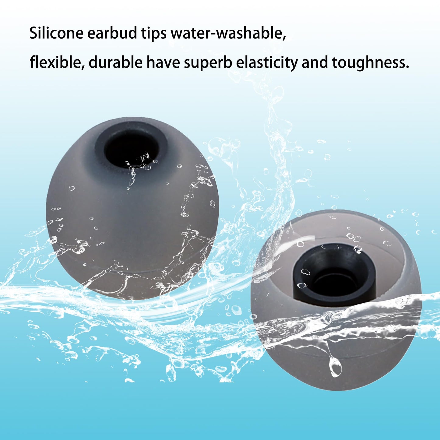 MQIMY Silicone Replacement Earbud Tips Earbud Covers Eartips Fit Most in-Ear Earbuds(Inner Hole 3.8mm -5.1mm) Headphone Earbuds Rubber Tips 18 Pairs S