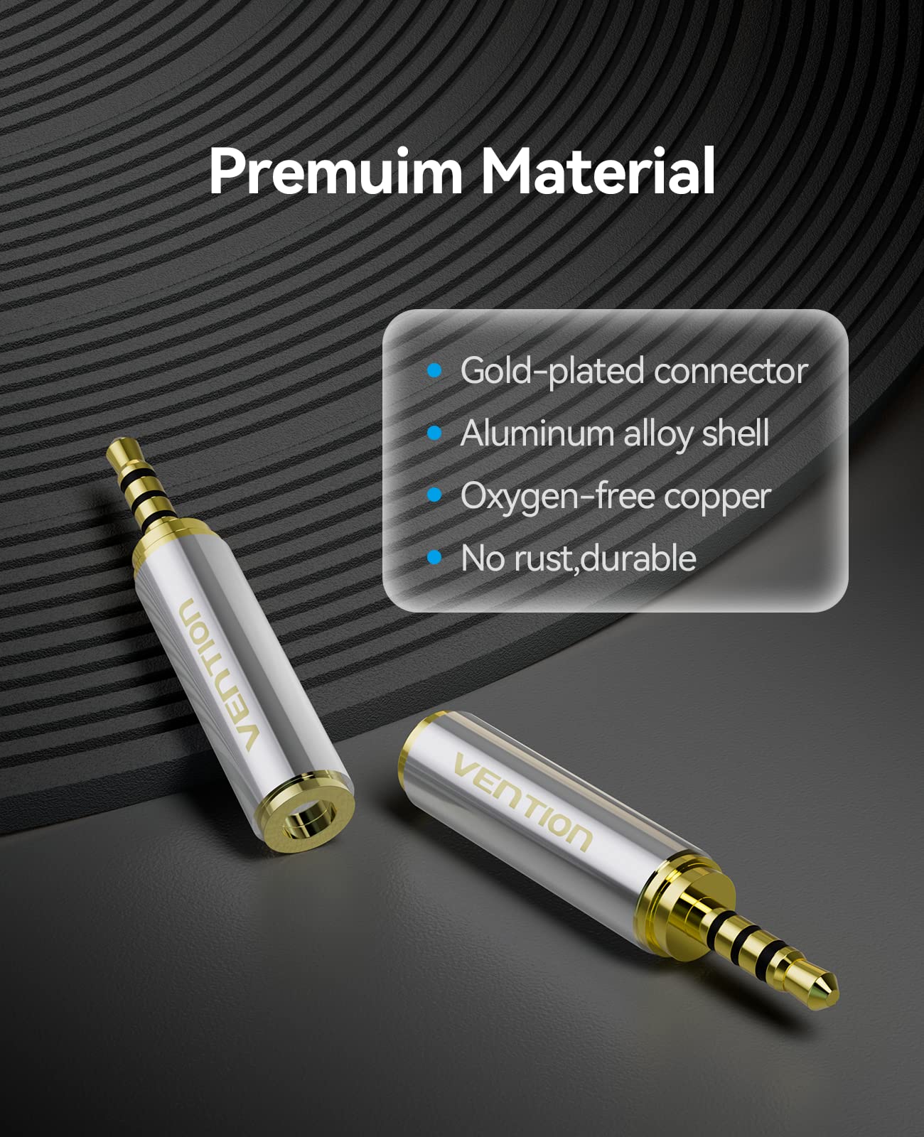 VENTION 3.5mm Female to 2.5mm Male Audio Adapter Converter Premium Quality Headphone Earphone Headset 2.5mm Male to 3.5mm Female Audio Connector Gold