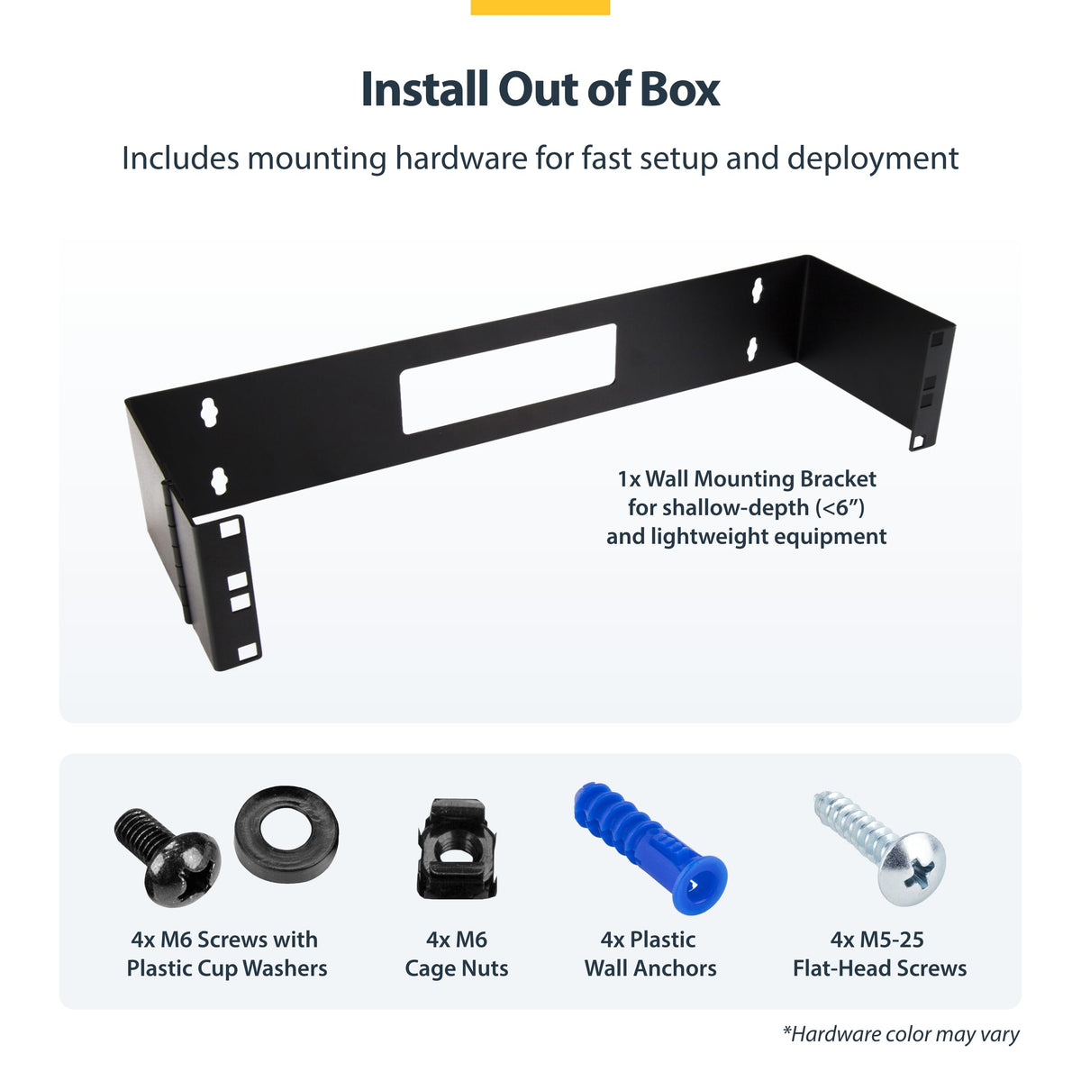 StarTech.com 2U Hinged Wall Mount Patch Panel Bracket - 6 inch Deep - 19" Patch Panel Swing Rack for Shallow Network Equipment- 22lbs (WALLMOUNTH2)