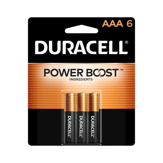 Duracell Coppertop AAA Batteries with Power Boost Ingredients, Triple A Batteries, 6 Count (Pack of 1) for Household and Office Devices, Alkaline AAA…