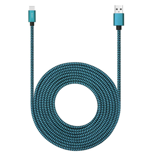 RoFI USB Type C Cable 15ft with 3A Fast Charging, Ultra Long and Extremely Durable Nylon Braided USB C Charger Cord for Galaxy S10/S9/S8/Google