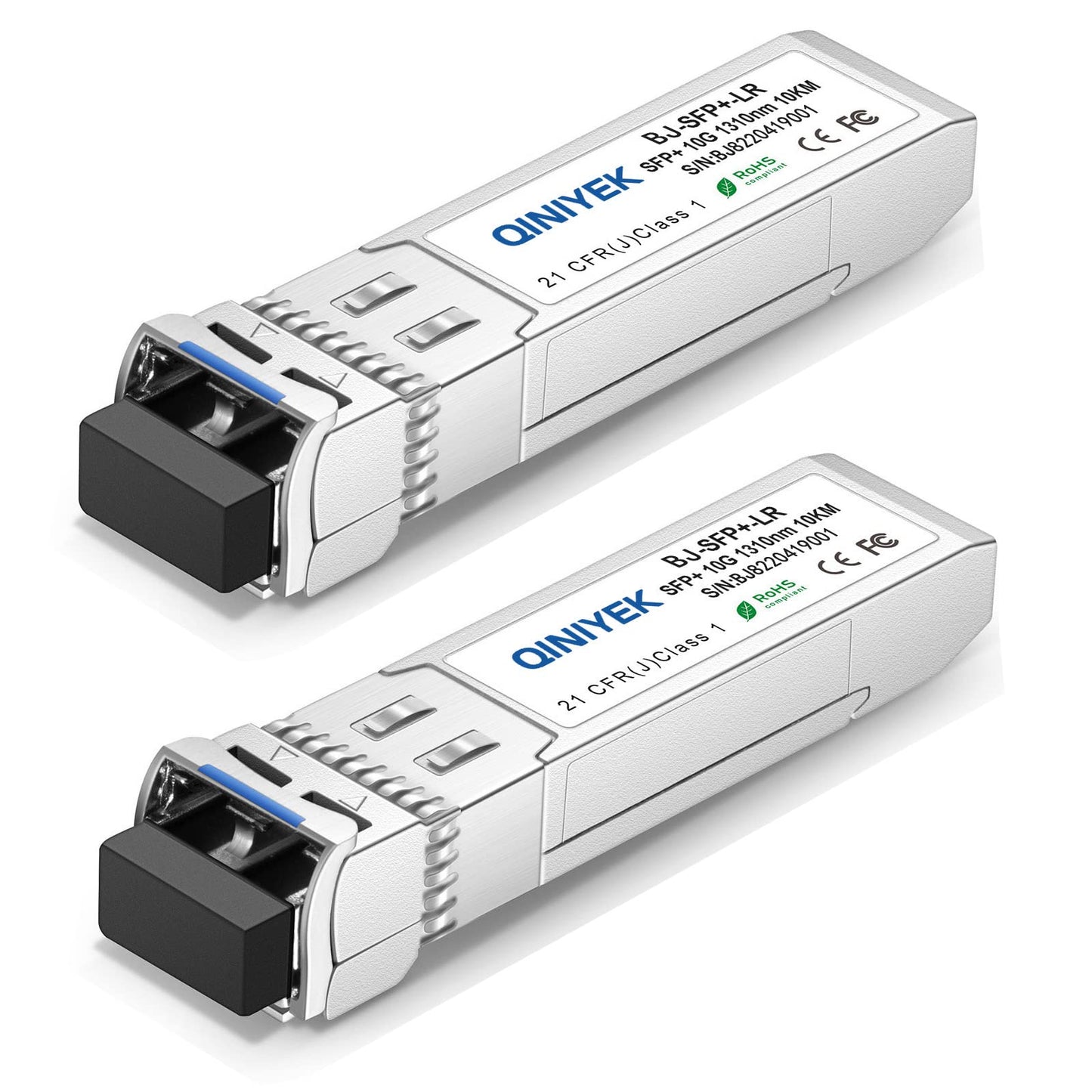 QINIYEK 2Pack 10GBase-LR SFP+ Transceiver, 10G Singlemode SFP+ Duplex LC Module,Compatible for Cisco SFP-10G-LR, Ubiquiti UF-SM-10G,Meraki, Mikrotik