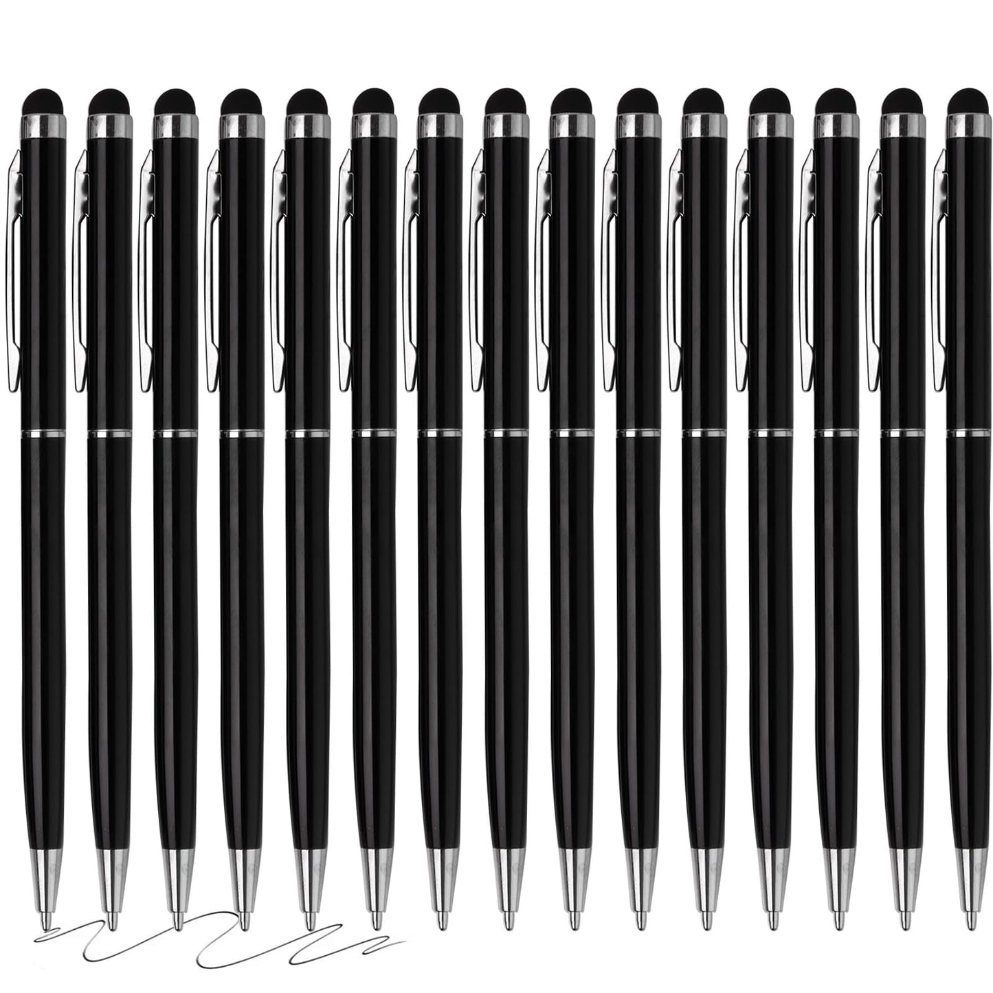FIRCRE 15 Pack Stylus Pens for Touch Screens Stylus Pen Compatible with Phone Tablets Kindle and Black Ink Ballpoint Pens-2 in 1 Stylists pens