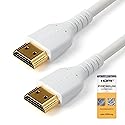 StarTech.com 3ft (1m) Slim HDMI Cable, Flexible Premium HDMI 2.0 Cord with Ethernet, UHD 4K 60Hz HDR10, Durable Aramid Fiber Design w/ TPE Jacket