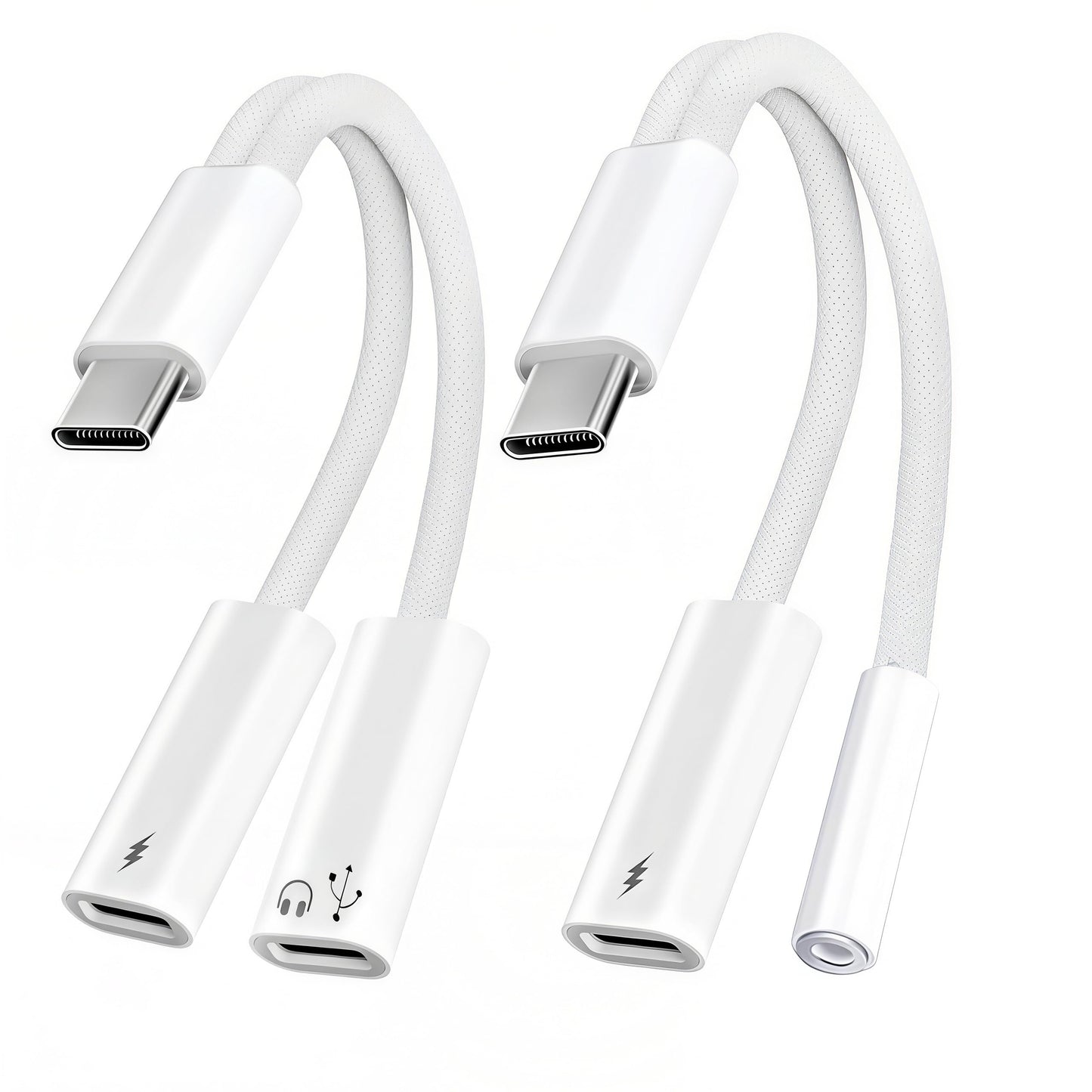 basecolors 2 in 1 Usbc Splitter Aux and Charging Bundle [USB-c Splitter & USB C to 3.5mm Jack and Charger],PD 60W Fast Charging and Hi-Fi Audio,for