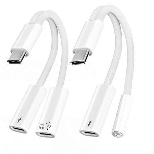 basecolors 2 in 1 Usbc Splitter Aux and Charging Bundle [USB-c Splitter & USB C to 3.5mm Jack and Charger],PD 60W Fast Charging and Hi-Fi Audio,for