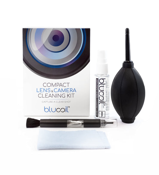 Blucoil Camera Cleaning Kit with Mini-Air Blower and Dual-Sided Lens Pen for DSLR, SLR, Mirrorless Digicam - Compatible with Canon, Nikon, Pentax