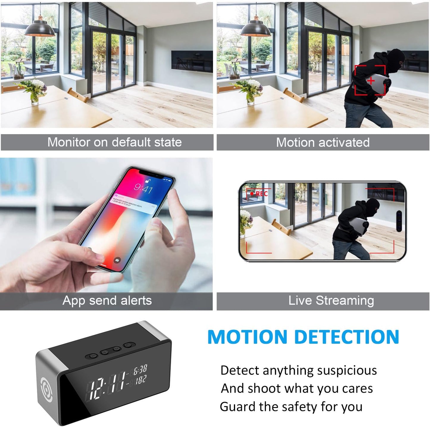Pragovle WiFi Wireless Mini Security Camera, Full HD 4K/2K/1080P Surveillance Cam for Home Safety Support 5G&2.4G with Night Vision and Motion