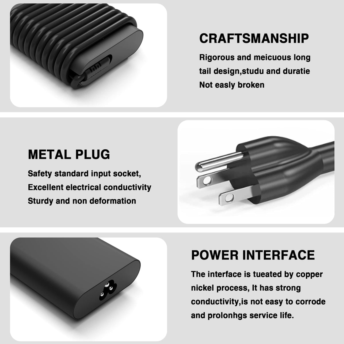 TUXIFPKU 65W USB C Laptop Charger for Dell Latitude Inspiron XPS Type C