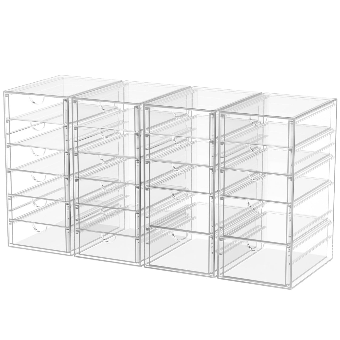 caktraie 4-Pack 22-Drawer Acrylic Storage & Makeup Organizer for Desk