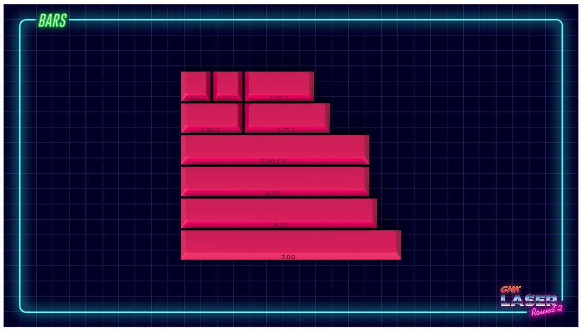Drop + MiTo GMK Laser Custom Mechanical Keyboard Spacebar Set - 9-Keys, Cherry Profile (Spacebars)