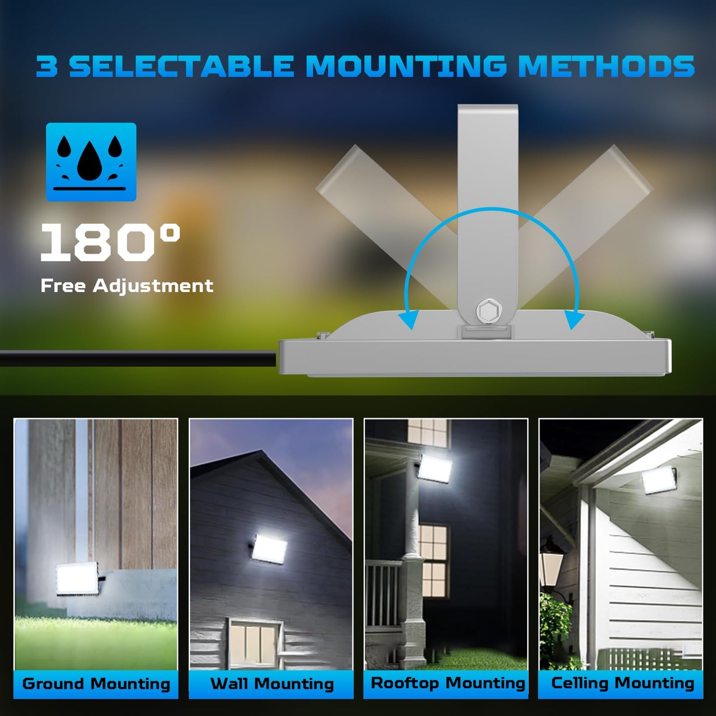 Viugreum 100W LED Flood Light, 8000LM Super Bright Outdoor Floodlights, New Slim Design, IP67 Waterproof Daylight White (6000-6500K), Security Wall