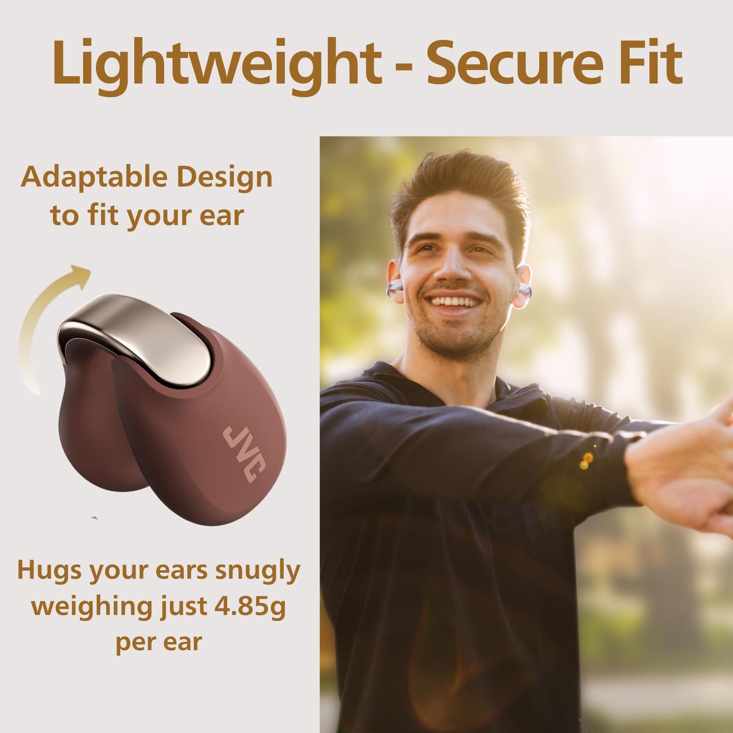 JVC Nearphones Open Ear True Wireless Headphones - Open Ear Earbuds - Bluetooth 5.3-24H Playback - IPX4 Water Resistant - Built-in Mic - Awareness