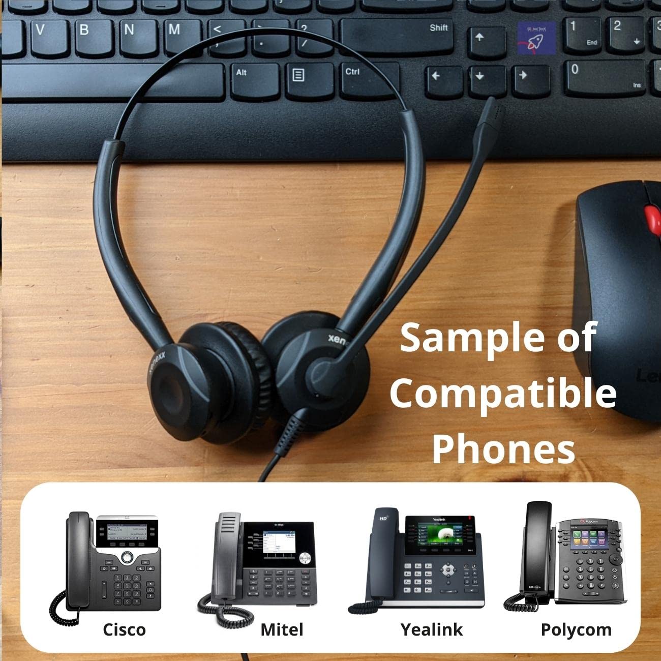 XS 820 Headset Bundle with Telephone Cable, Compatible Phones: Yealink, Polycom, Cisco, Mitel, ShoreTel, Aastra, Toshiba, Nortel, Meridian, NEC