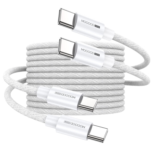 MOGOOD USB C Charging Cable, USB C to Type C Cord (3.3ft,2Pack) 100W(5A) Fast Charging White Cord USB 2.0 Type C Cable Braided for iPhone 17,iPad Air…