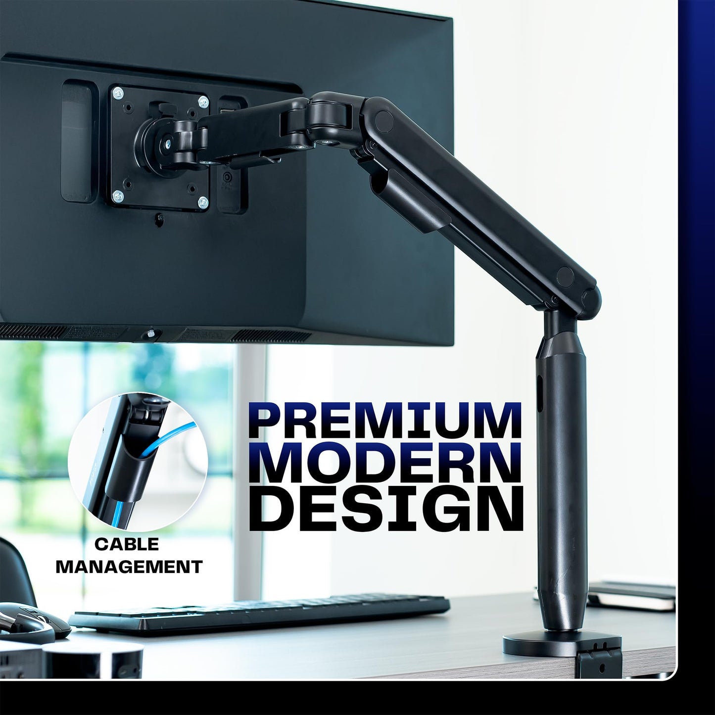 VIVO Flexible Mechanical Arm Single Ultrawide Monitor Desk Mount for Up to 35 inch Screens, Heavy Duty Clamp, Holds Ultra Wides Up to 24.2 lbs, Black