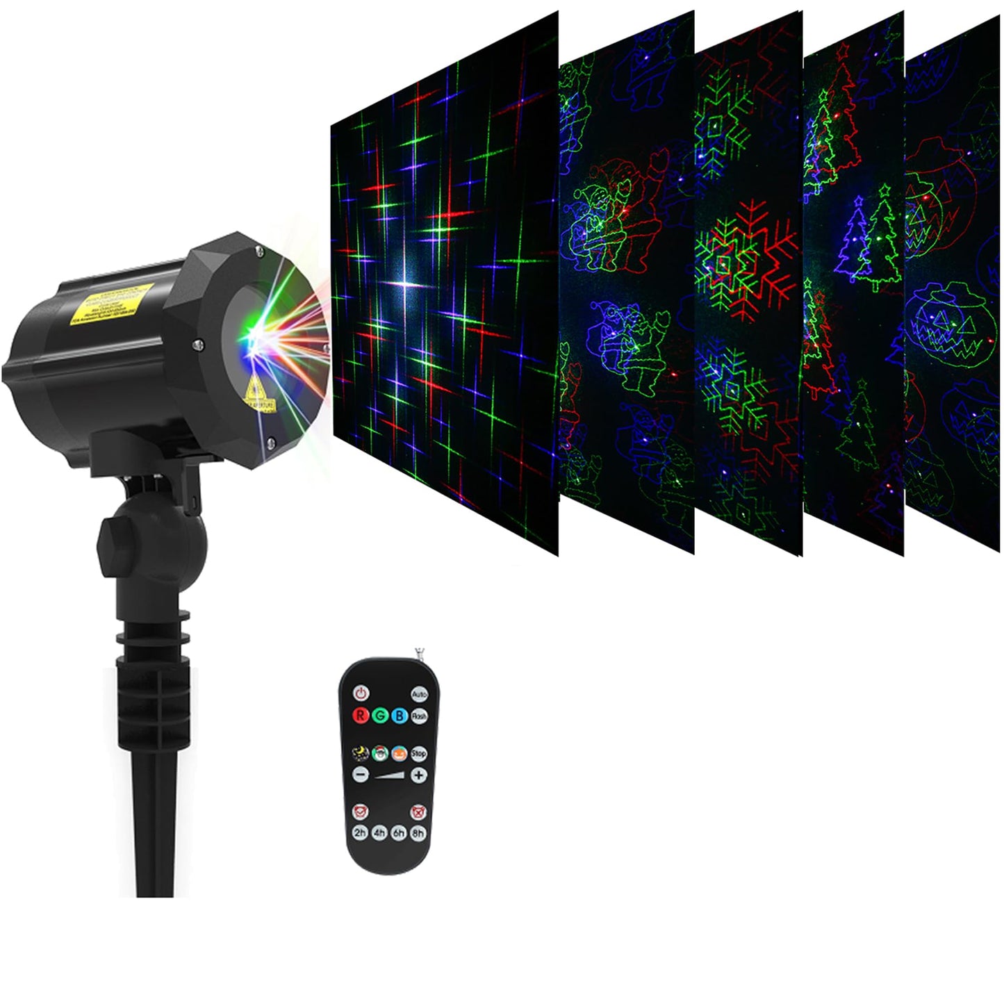 LedMall Motion Pattern Firefly 3 Models in 1 with 18 Patterns RGB Outdoor Laser Christmas Lights Projector with RF Remote Control and Security kit