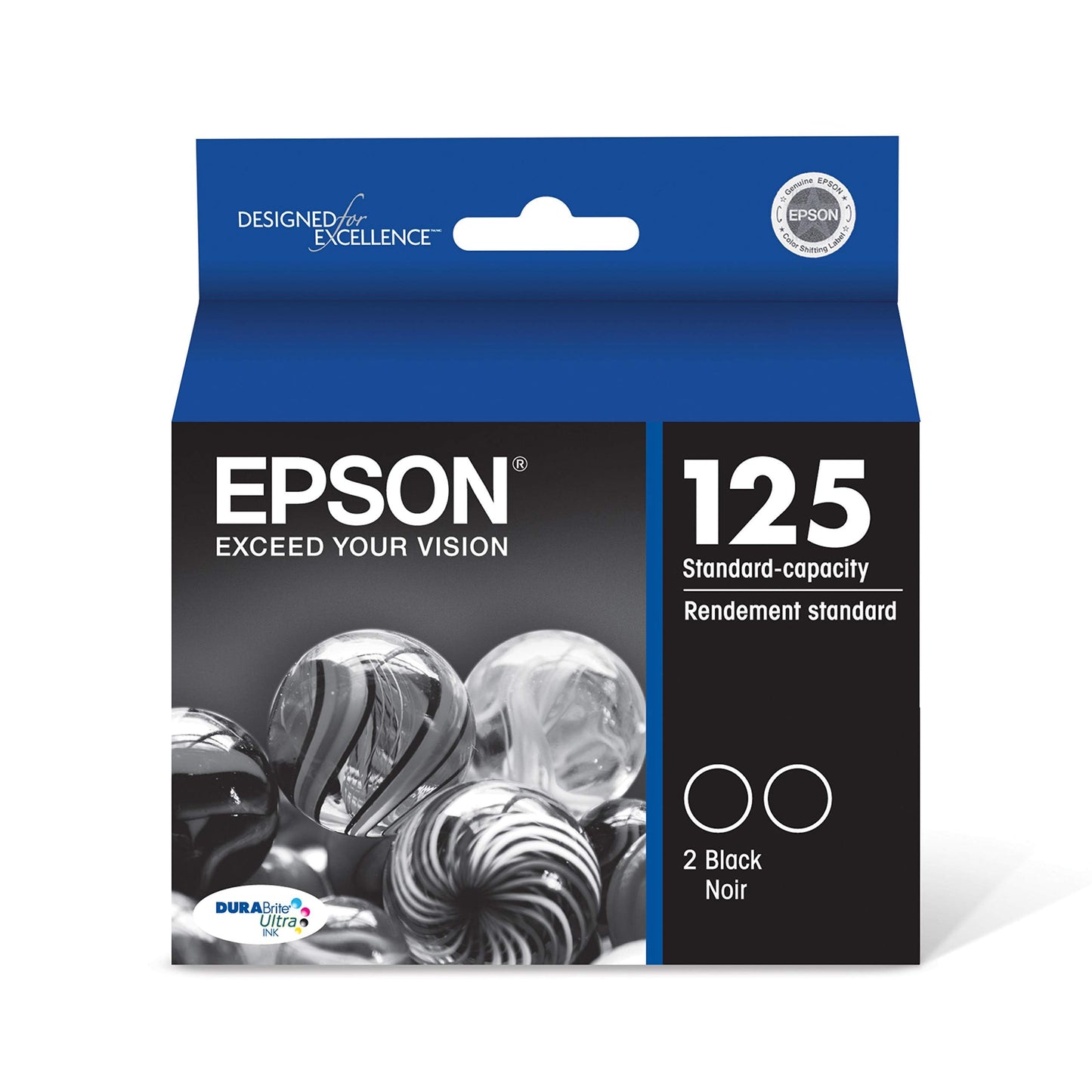 EPSON 125 DURABrite Ultra Ink Standard Capacity Black Dual Cartridge (T125120-D2) Works with Stylus NX-125, 127, 130, 230, 420, 530, 625, WorkForce