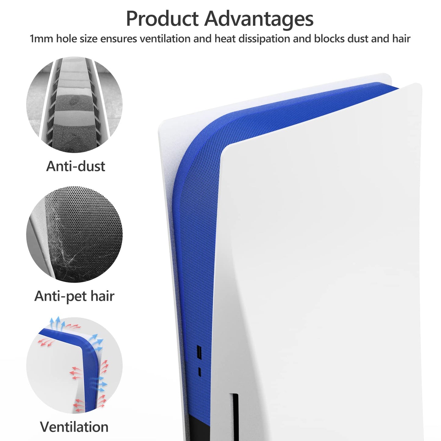 Dust Cover Net for PS5 Console, PS5 Heatsink Barrier Pets Hair Anti-dust Cover Dustproof for PlayStation 5 Optical Drive Version/Digital Version Game