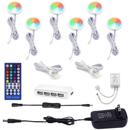 AIBOO Color Changing Christmas Xmas Decor Under Cabinet LED Lighting IR Remote Control Multi Color Puck Lights for Kitchen Shelf Counter Furniture