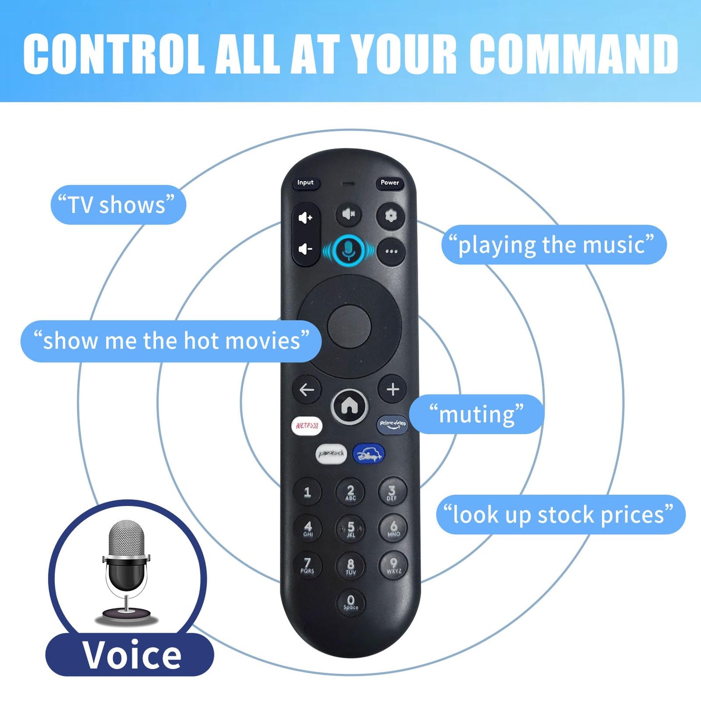 Voice Replacement Remote Control for Element 4K UHD HDR Xumo TV E500AC43C E500AC50C E500AC55C E500AC65C E500AE98C E300AE24C E550AE55C E550AE75C