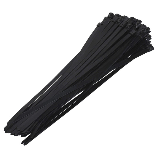 Supreme Cable Ties 8 Supreme Black Polyester Coated 316 Stainless Steel Cable Zip Ties, 300 lb, (100 Piece)