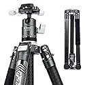 Fotopro Carbon Fiber Tripod for Camera 2lbs Ultralight 62 Inch Travel Camera Tripod Max Loads Up 22lbs X-Aircross 3 Grey