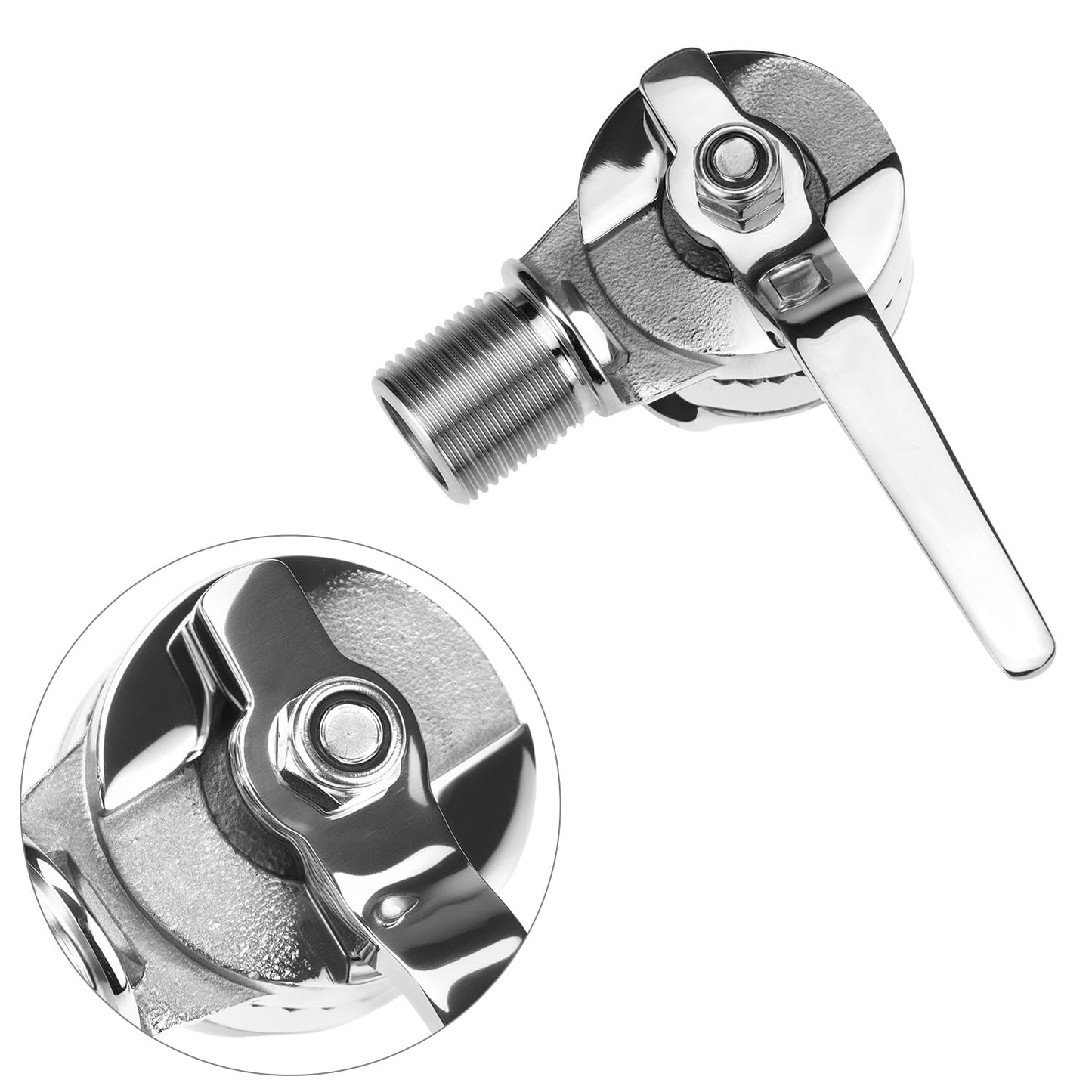 QWORK Marine VHF Ratchet Antenna Mount, Clamp-on Antenna, 1" - 12 Thread Male 316 Stainless Steel Adjustable Base for Boats