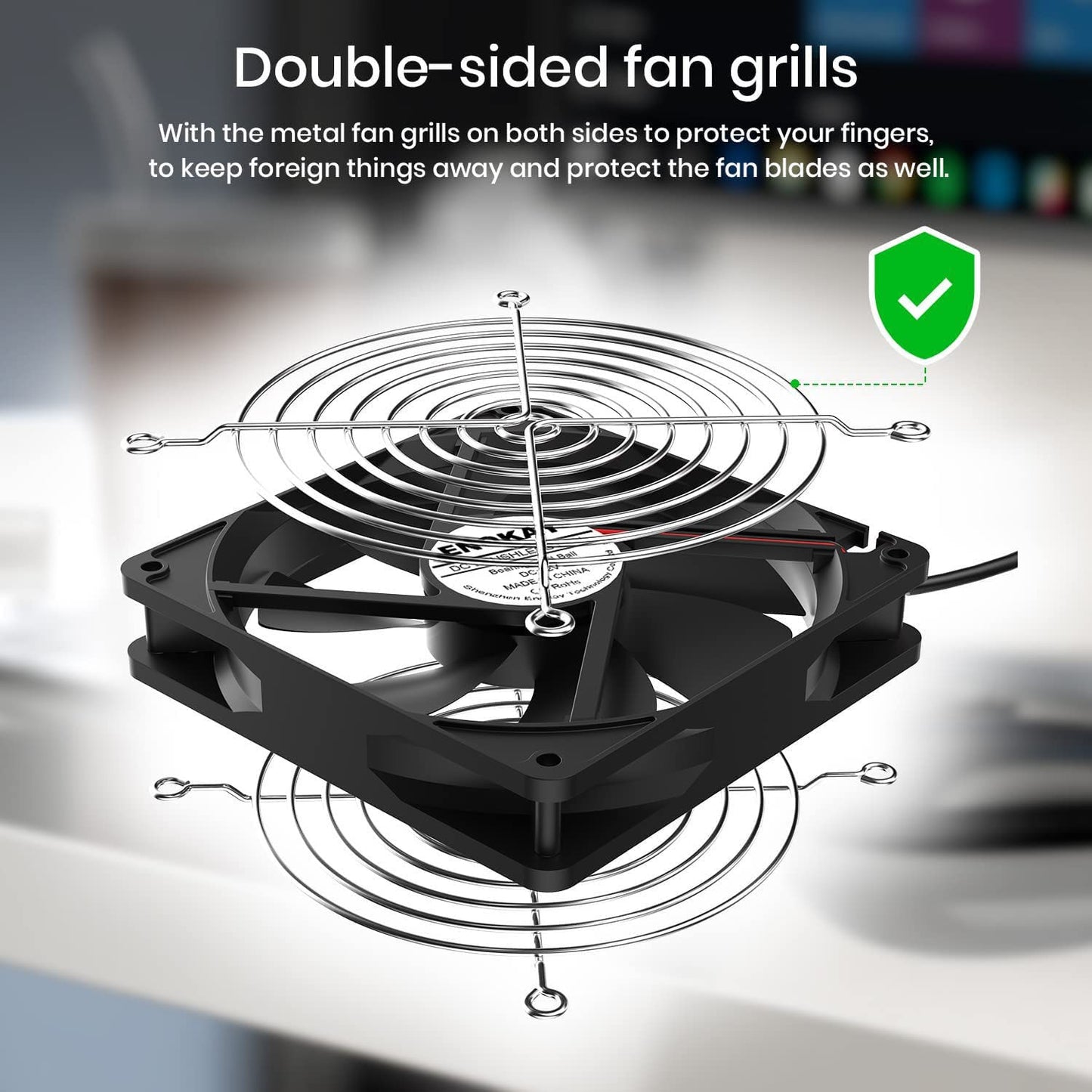 Enokay 120mm DC 12V Powered Fan with AC 100V 240V Adjustable Speed Controller 3000RPM High Speed Big Air Flow for DIY Cooling Ventilation Air Exchange