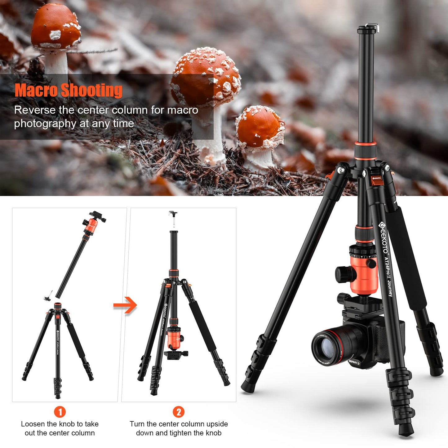 [Upgrade Version] GEEKOTO 77'' Aluminum Camera Stand & Monopod, Foldable Travel Gear with 360° Ball Head and Quick Release Plate for DSLR, Work,