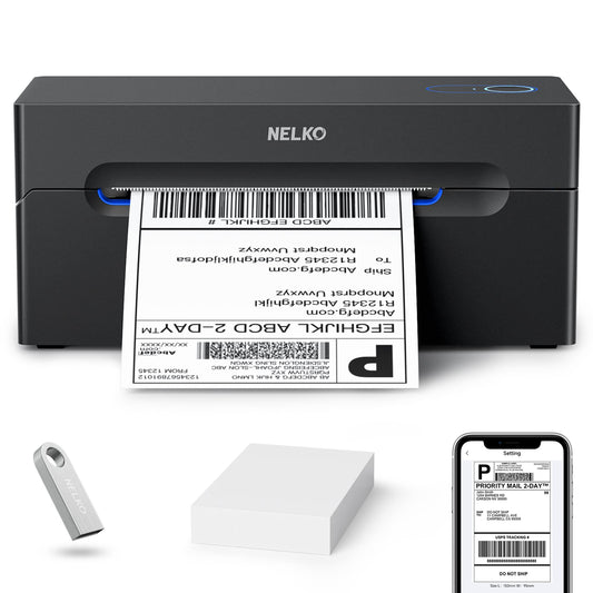 Nelko Bluetooth Thermal Shipping Label Printer, Wireless 4x6 Shipping Label Printer for Shipping Packages, Support Android, iPhone and Windows, Widely